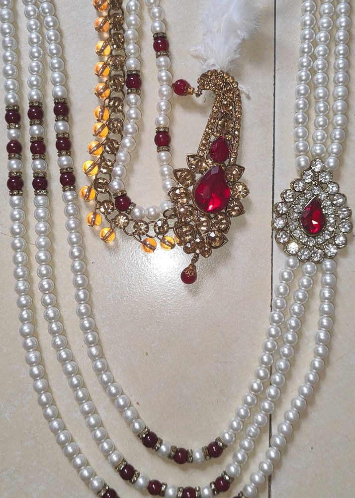Groom Wedding Jwellery Necklace and Pagdi