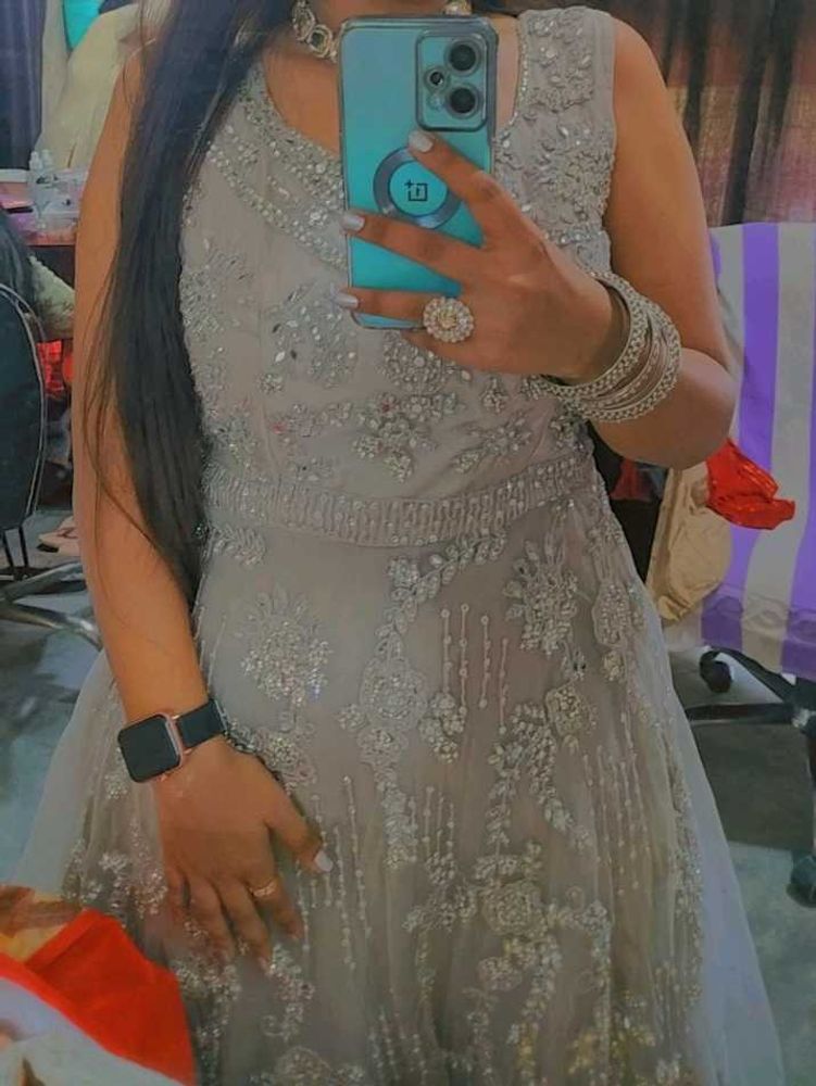 Elegant Grey Embellished gown
