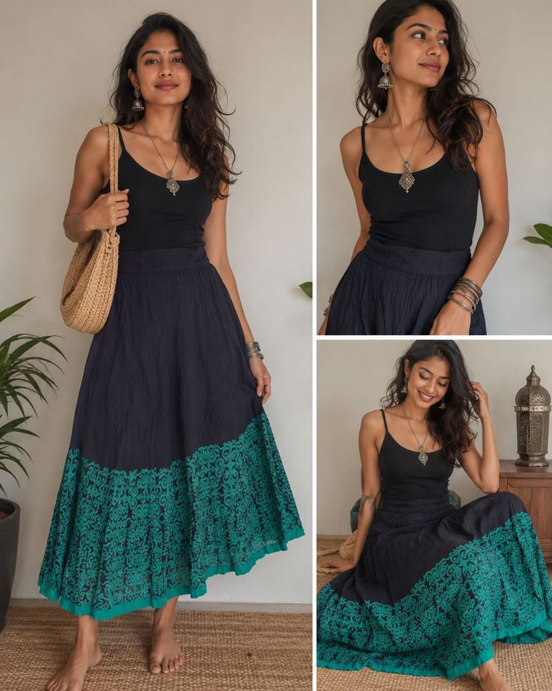 W Black Maxi Skirt 100% Cotton
