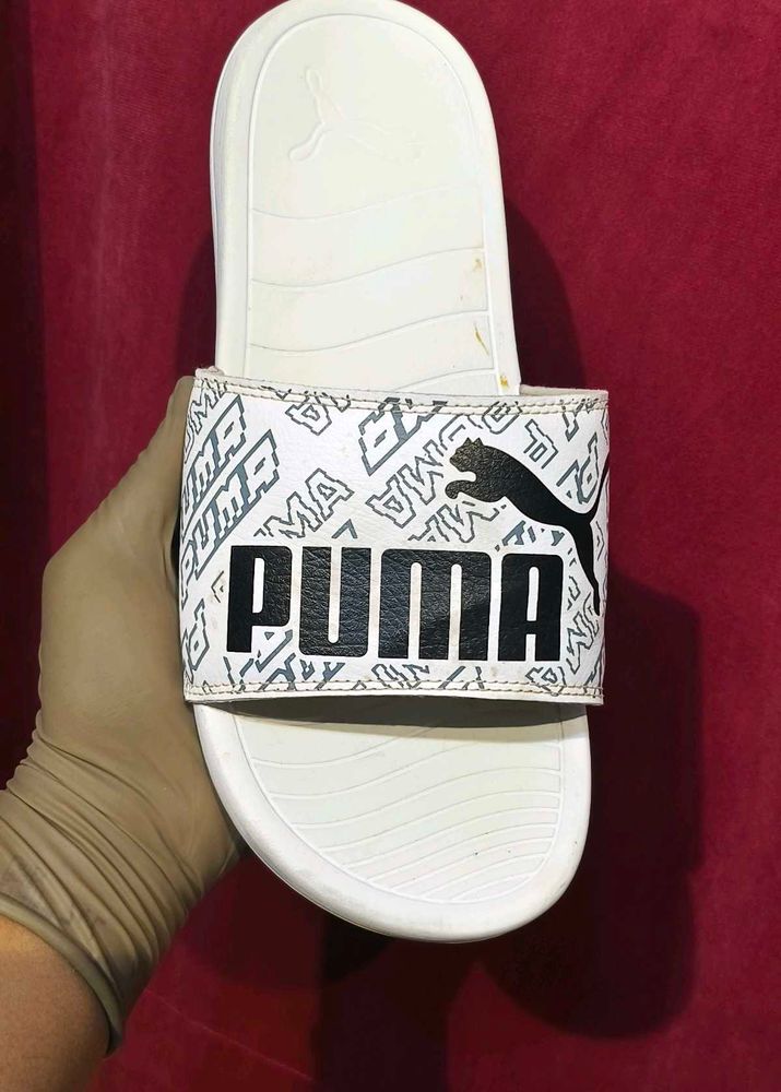 Puma White Slides