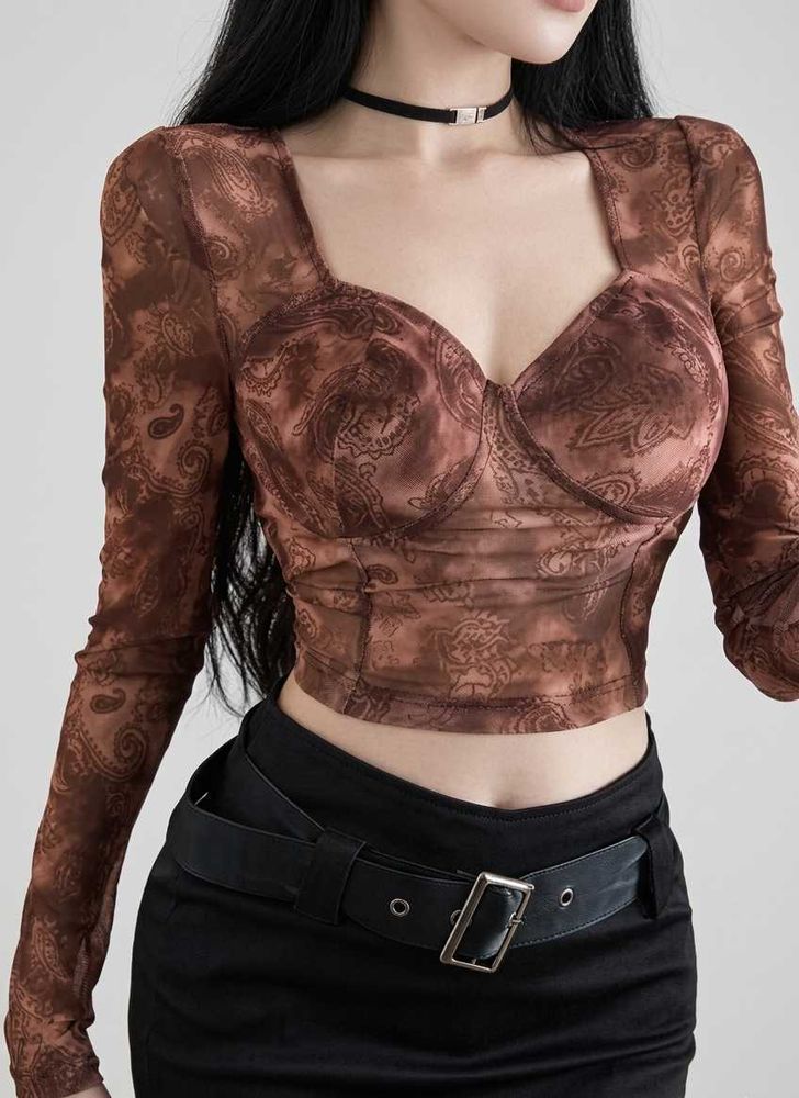 Paisley Print Long Sleeve Top