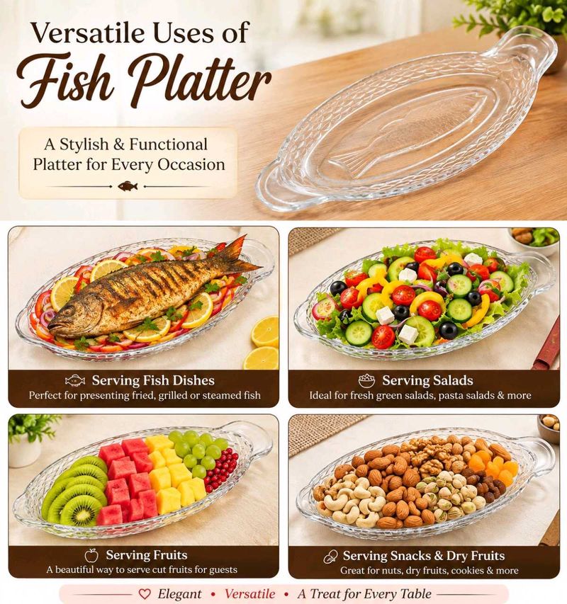 Oval, textured clear glass Fish Platter