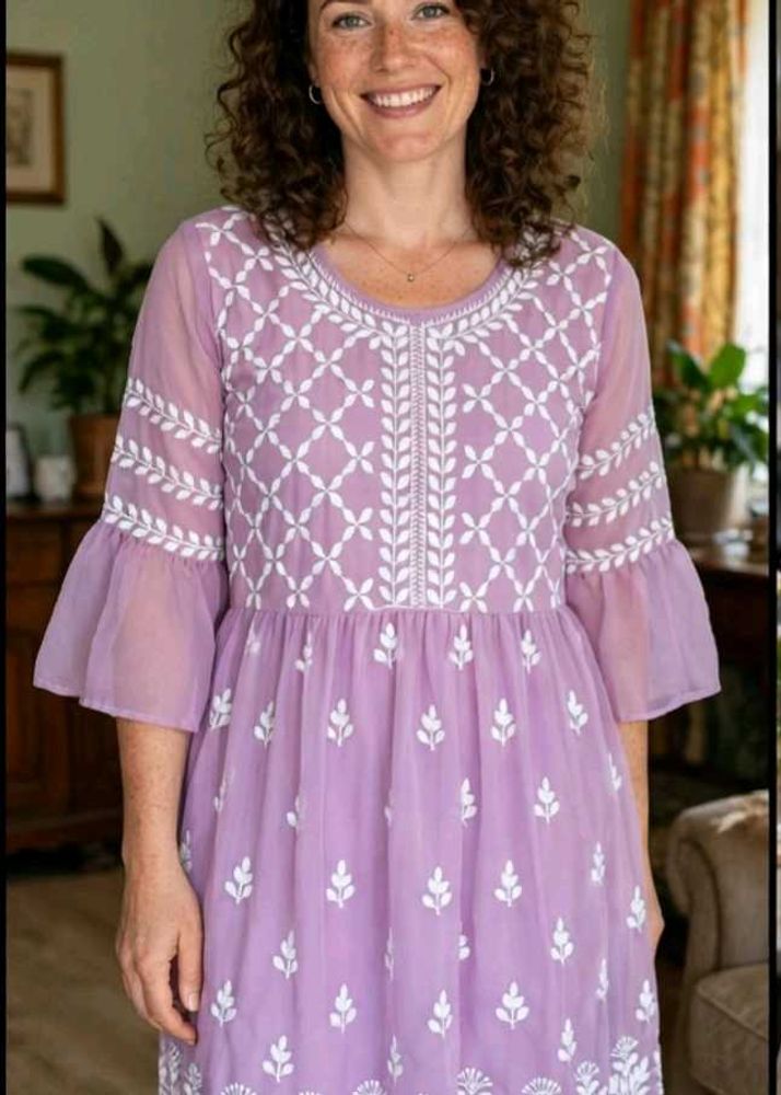Lavender Chikankari Georgette Tunic ✨