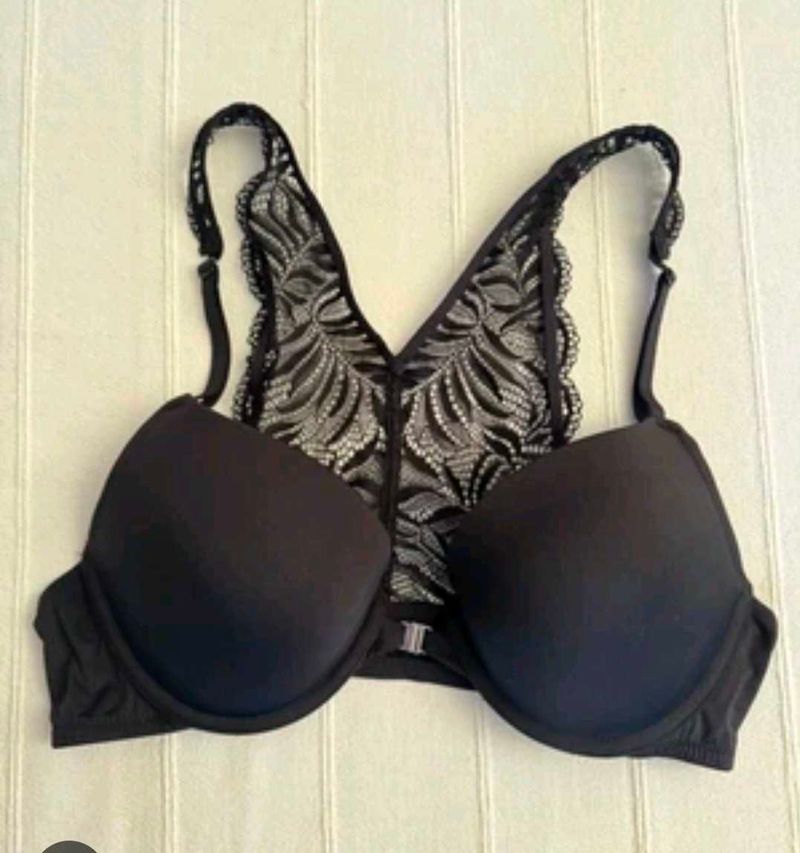Stylish Black Lace Back Bra with brief 👍
