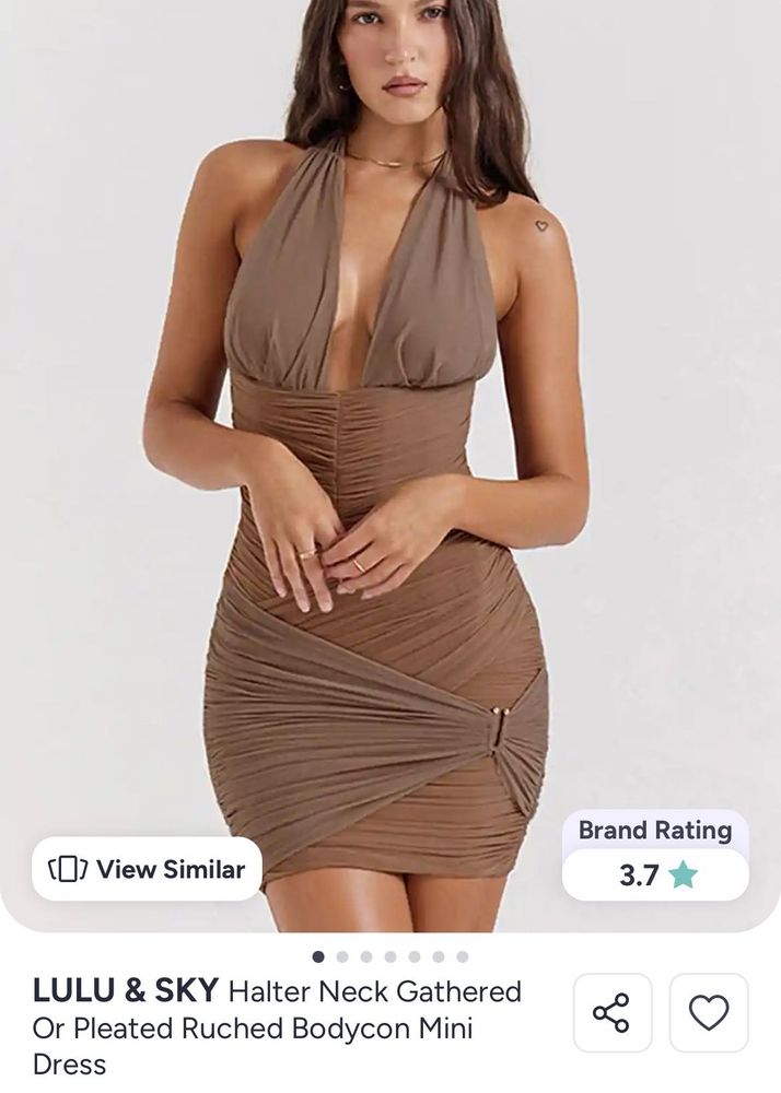 Ruched Halter Neck Bodycon Mini Dress