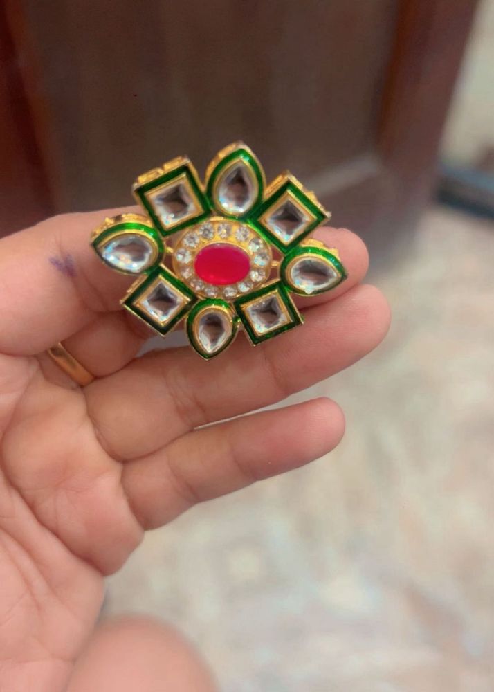 Stunning Kundan Ring with Red Stone
