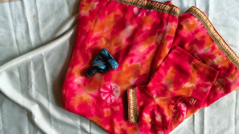 Vibrant Tie-Dye Saree with Blouse