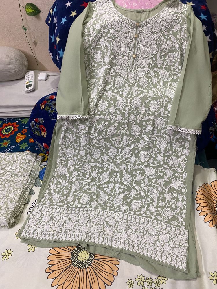 Pashmina Kashmiri Full Work Kurti And Dupatta
