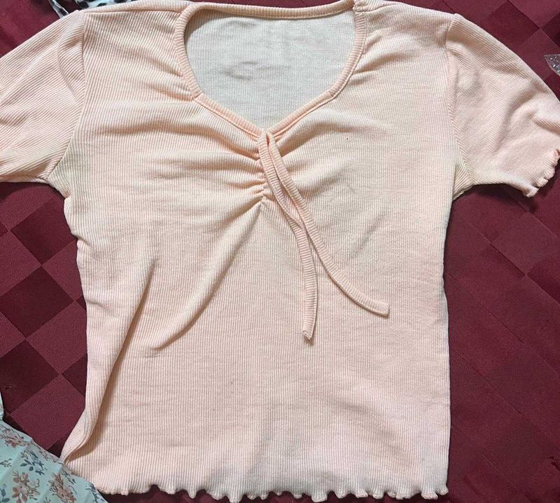 Cute Ruched V-Neck Tee