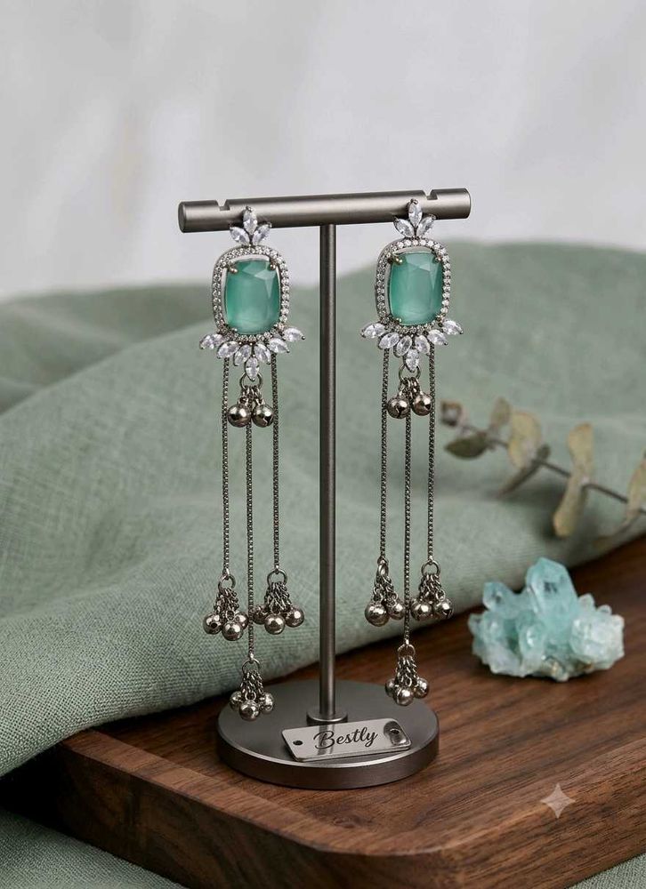 Elegant Teal Gemstone Drop Earrings