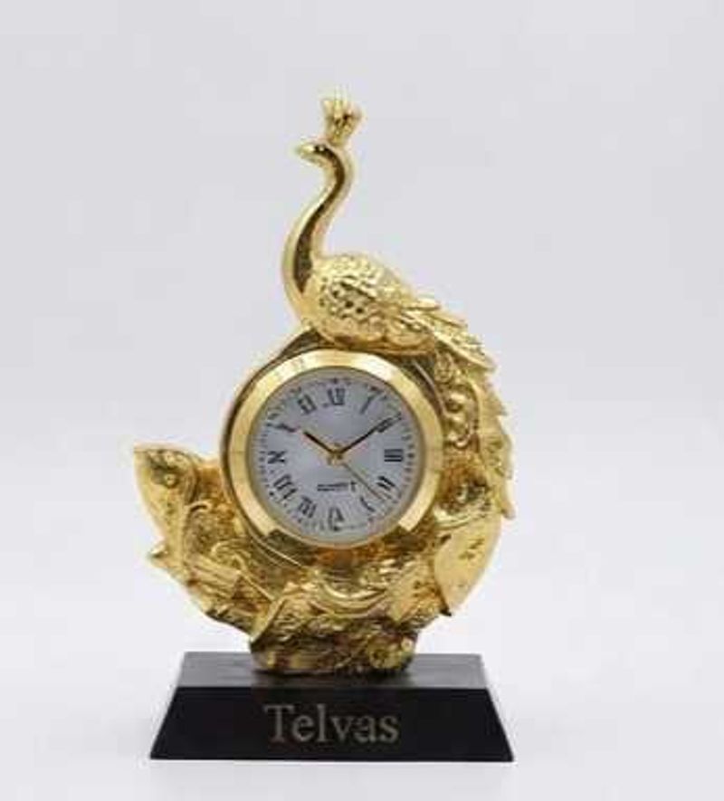 Gold plated vintage Peacock Clock