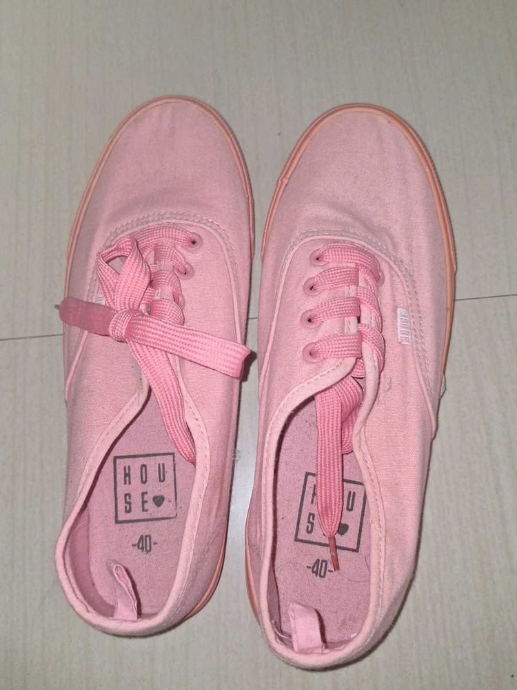 Pink Canvas Lace Sneakers