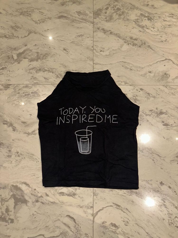 Black Graphic Print Top