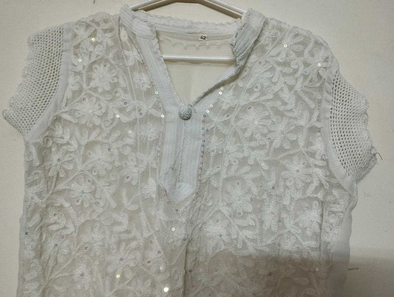 Floral Print shrug with embroidered Kurti