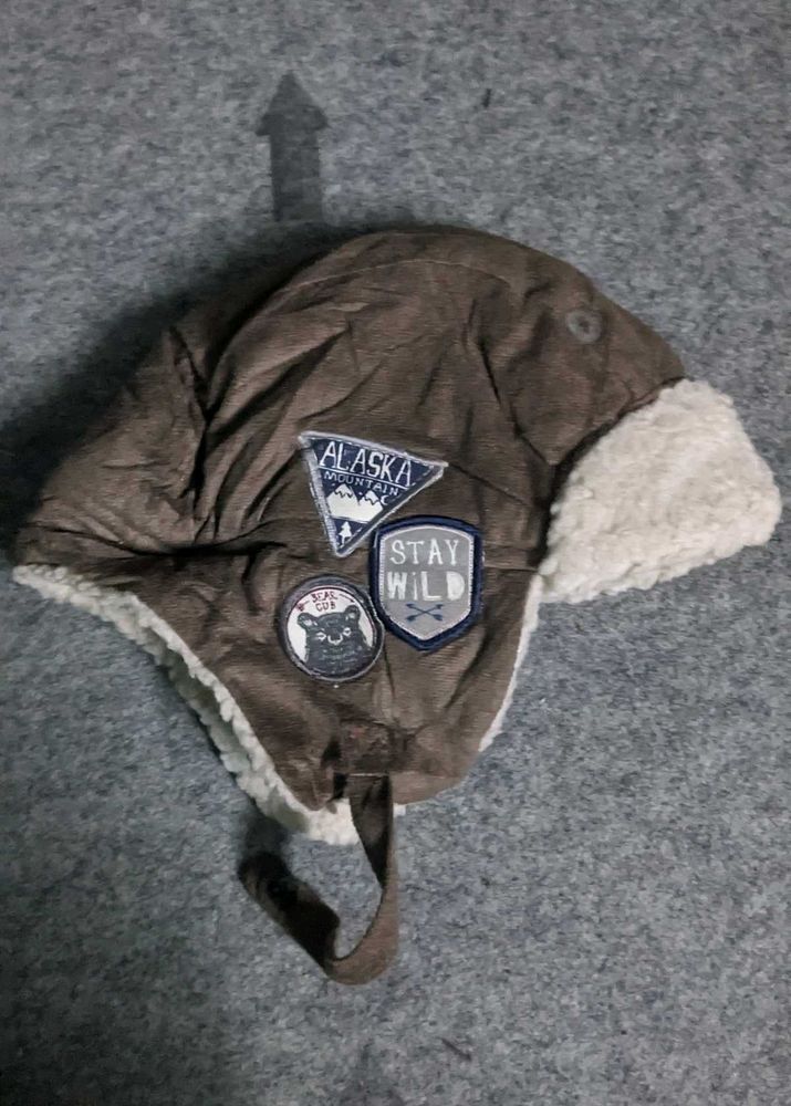 Brown Trapper Hat with Patches