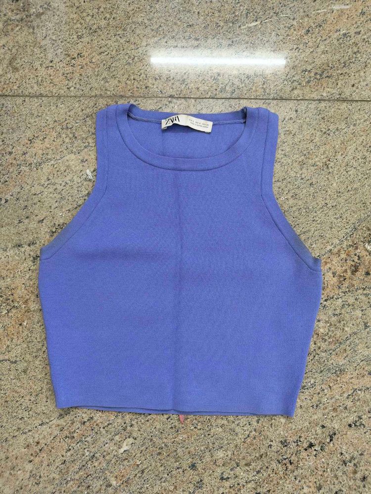 Zara Ribbed Cropped Tank Top
