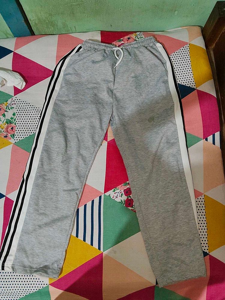 Grey Sweatpants with Side Stripes