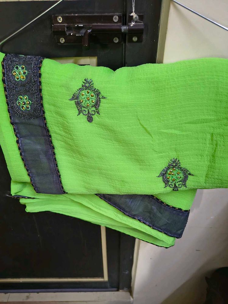 Green Embellished Saree