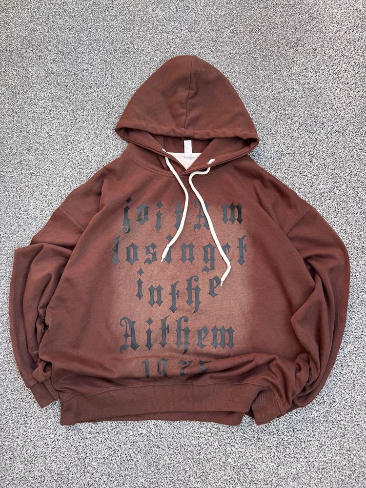 Oversized Brown Graphic Hoodie