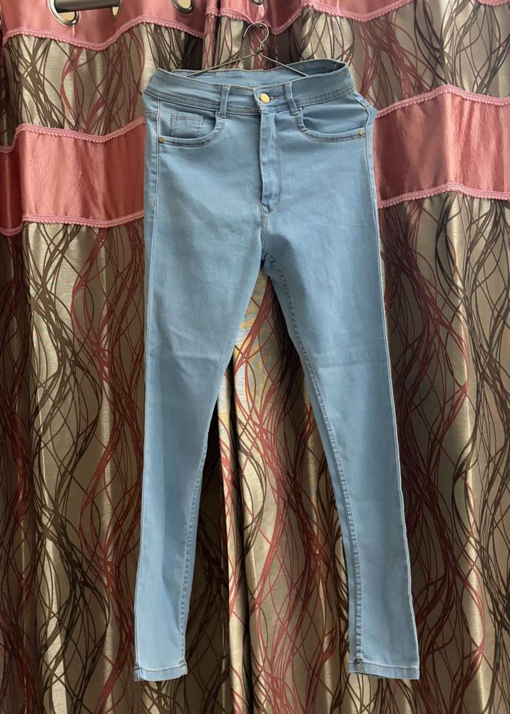 Light Blue High-Waist Skinny Jeans