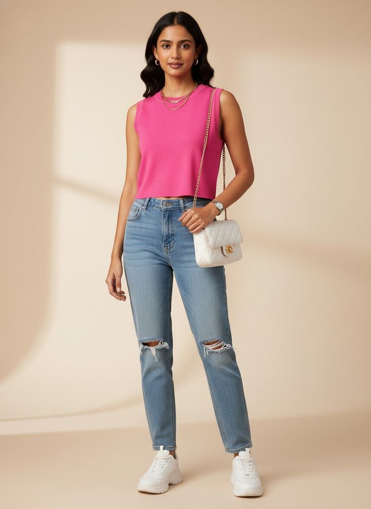 Zara Pink Knit Crop Top