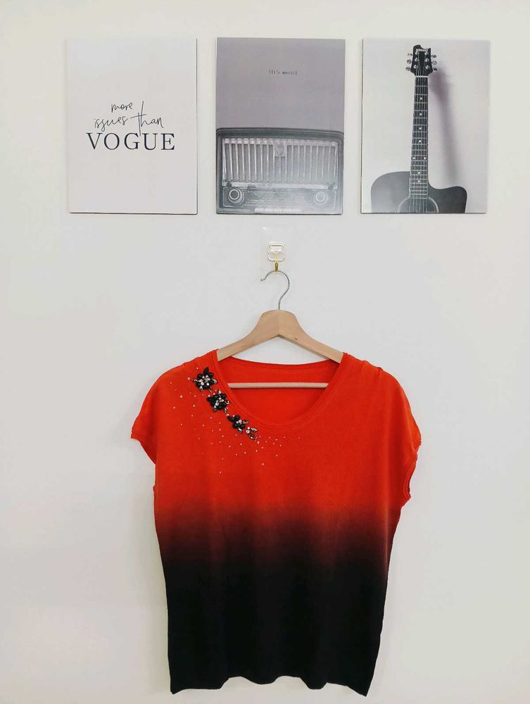 Ombre Embellished T-Shirt