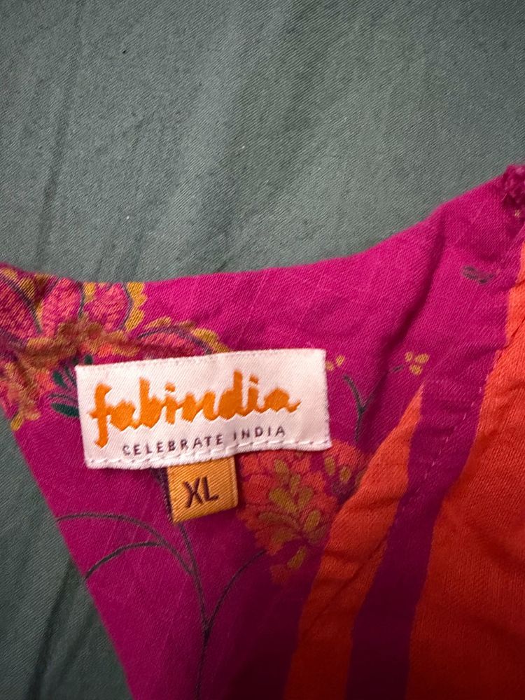Fabindia Kurta - Vibrant Pink &amp; Orange