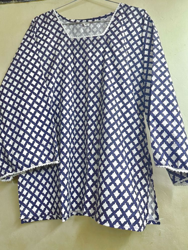 blur full sleeves short kurti