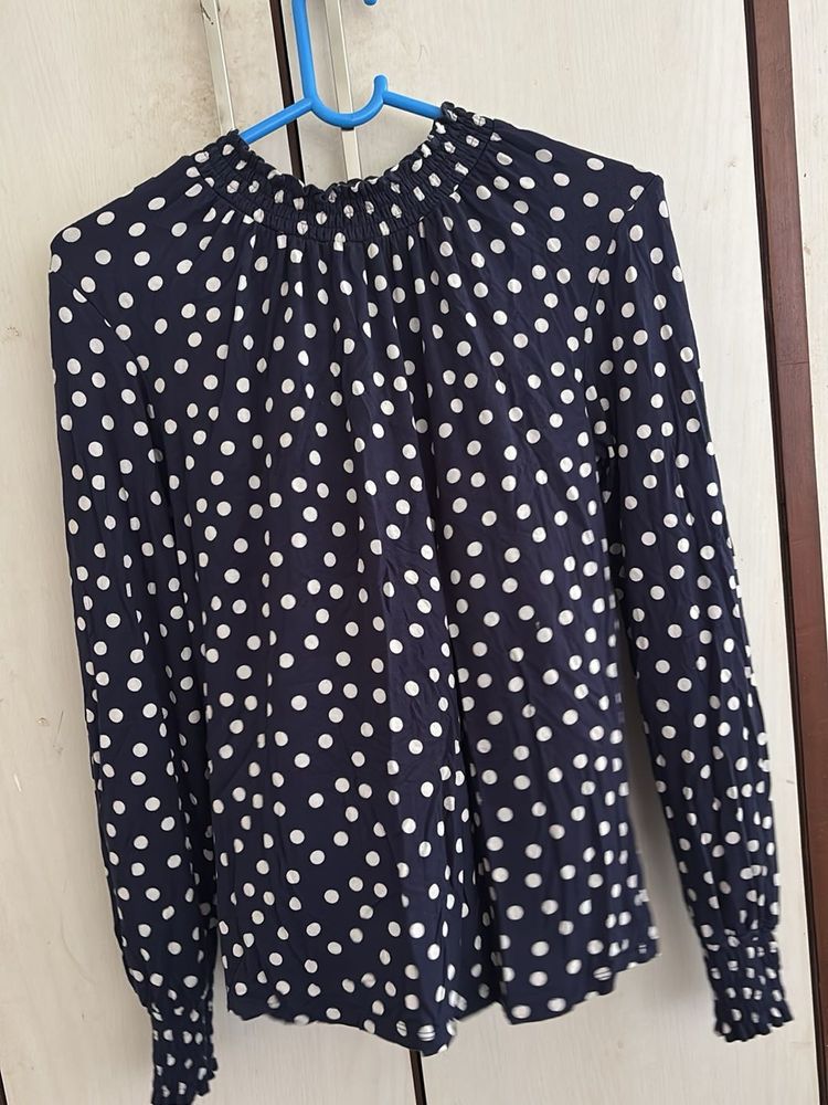 Navy Polka Dot Blouse