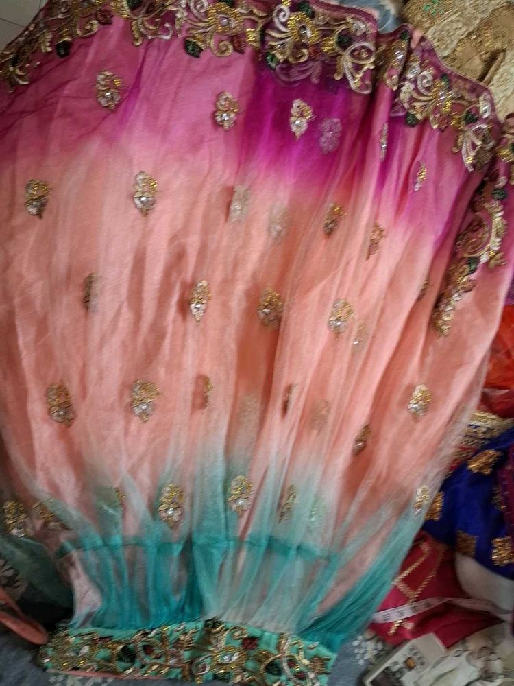 Embroidered Ombre lehnga  with bliuse having margi