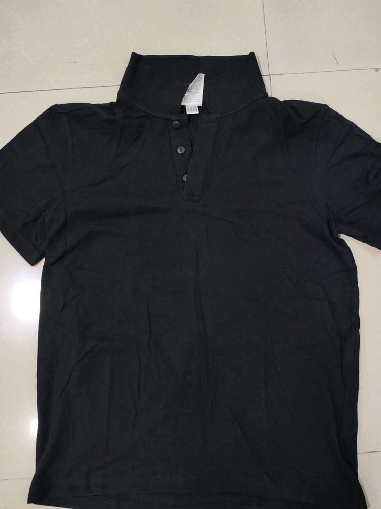 Men's Black Polo Neck T-Shirt