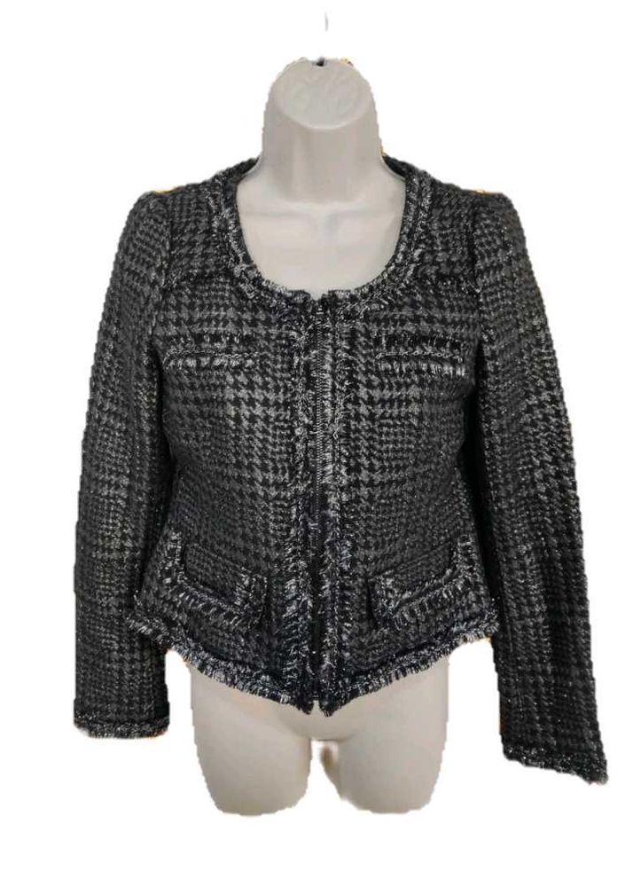 Zara Basic Chic Tweed up  Cropped Jacket