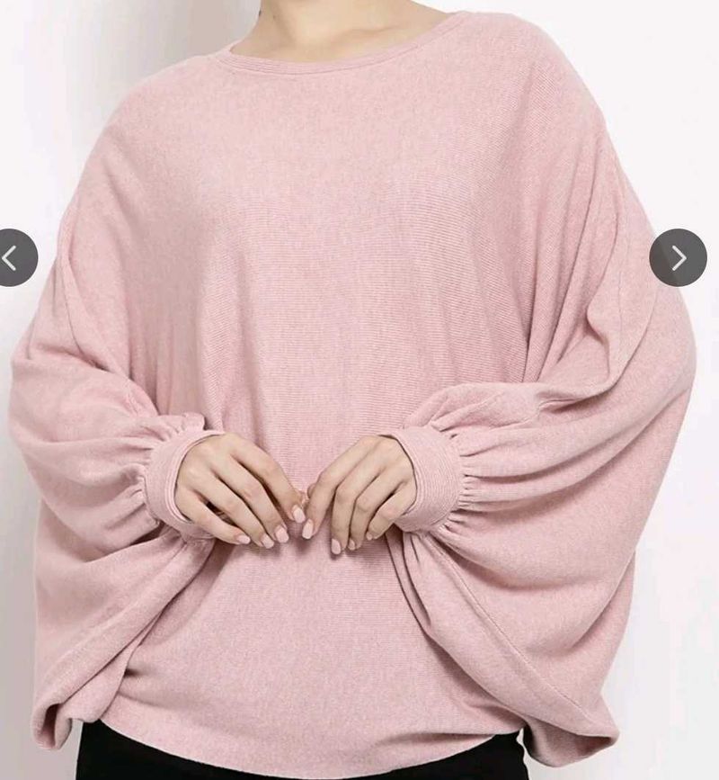 Pink Bat Sleeve Poncho style Sweater