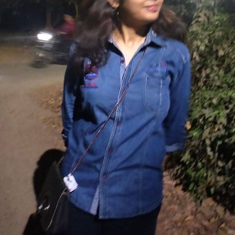 Stylish Blue Denim Shirt fitted