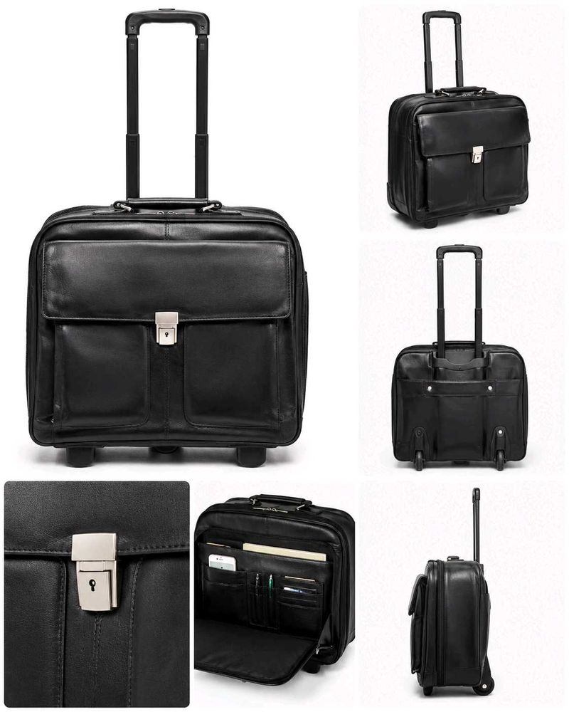 Classic Leather Rolling Briefcase