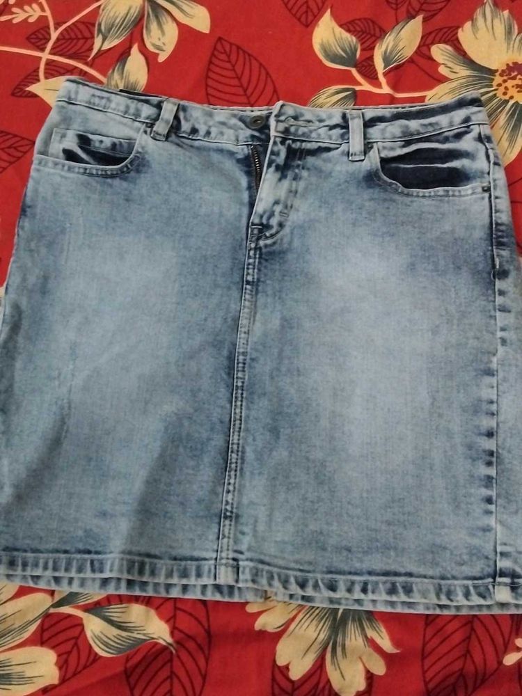 Light Wash Denim Mini Skirt