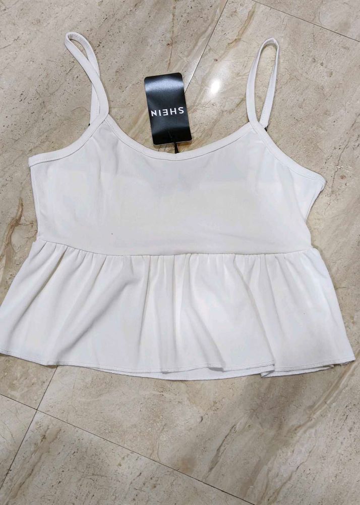 White Peplum Camisole Top