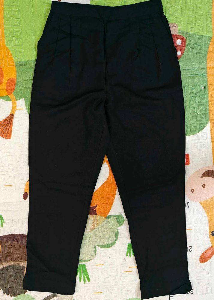 Women's Black Cotton Trouser Pant
