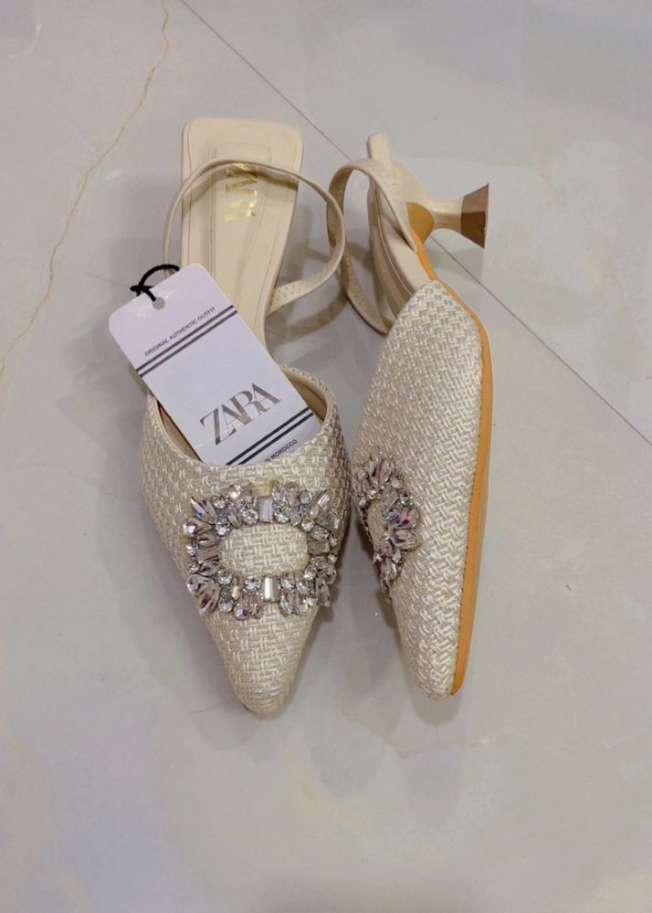 Zara Embellished Heeled Mules