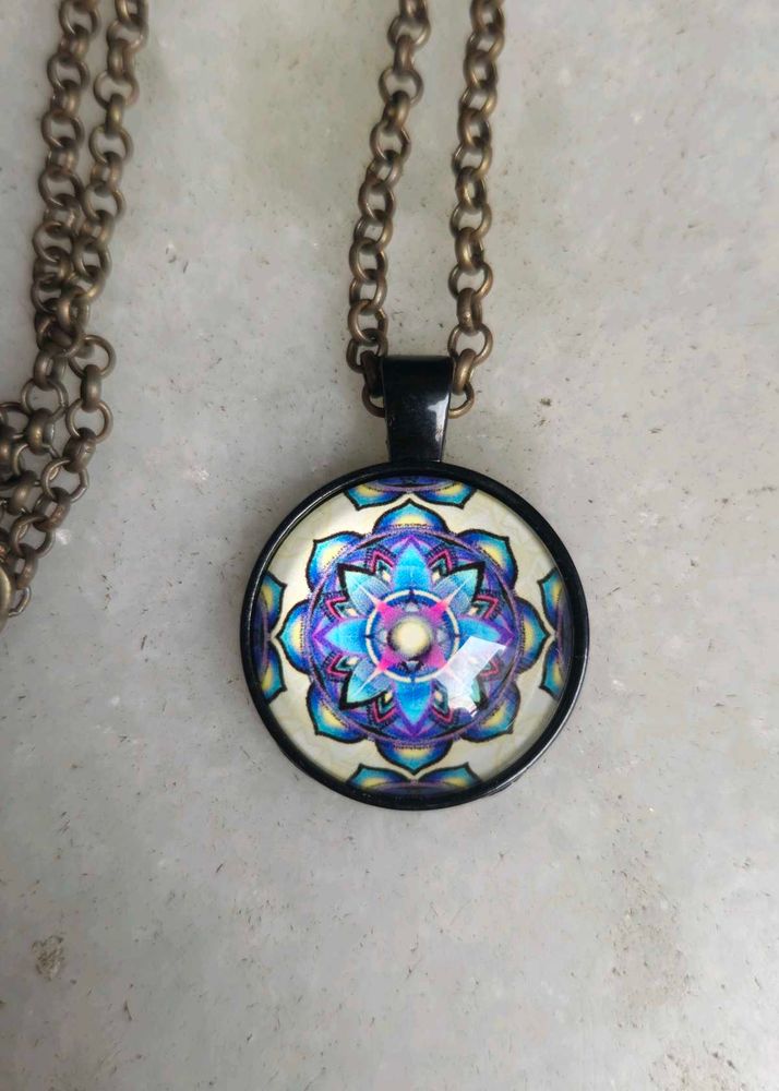 Mandala Resin Pendant Necklace