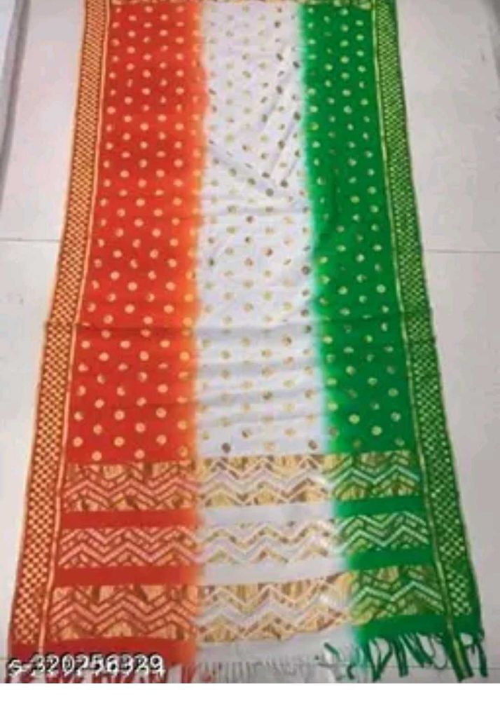 Tri-Color Dupatta with Golden Dots