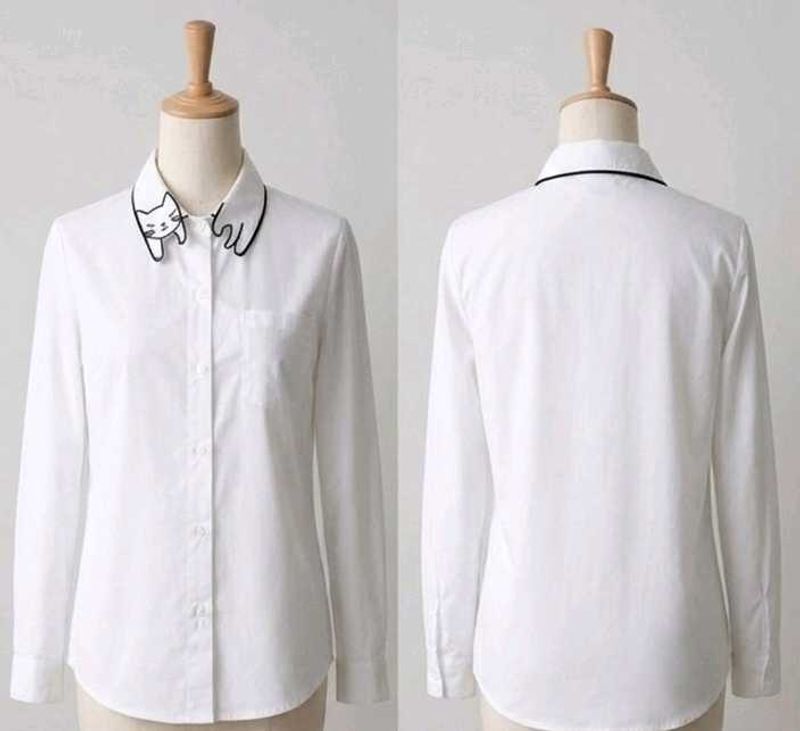 PRICE DROP..❗️❗️KOREAN Cat Collar White Button-Up