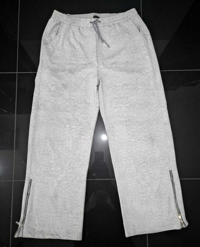 Grey Sweatpants with Zipper Accents