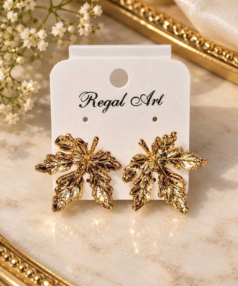 Elegant Gold Maple Leaf Earrings