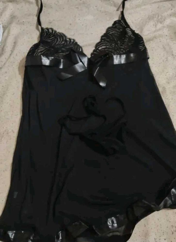 Satin Lace Trim Nightgown