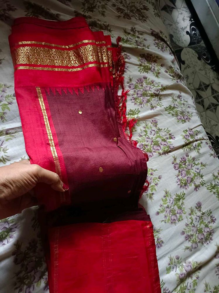 Red coffee Kachivaram Saree