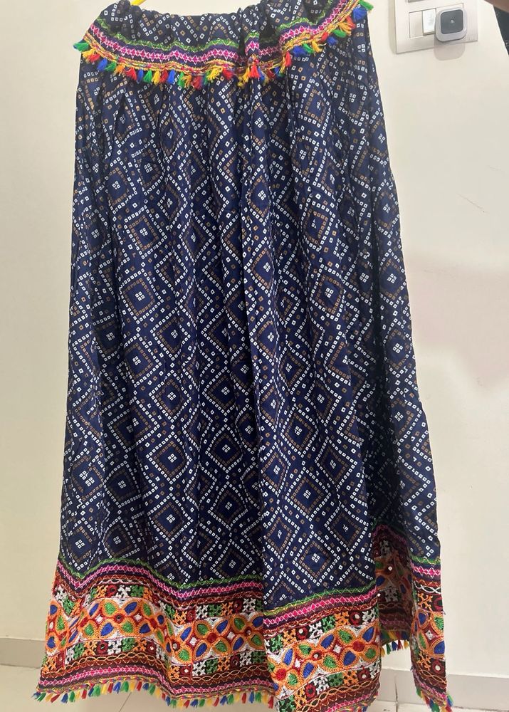 Bohemian Navratri Traditional Print Tassel Skirt