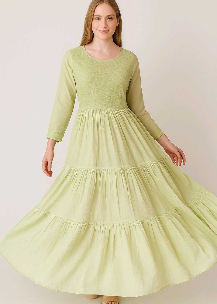 ✨ Elegant Pastel Green Flowy Maxi Dress💚