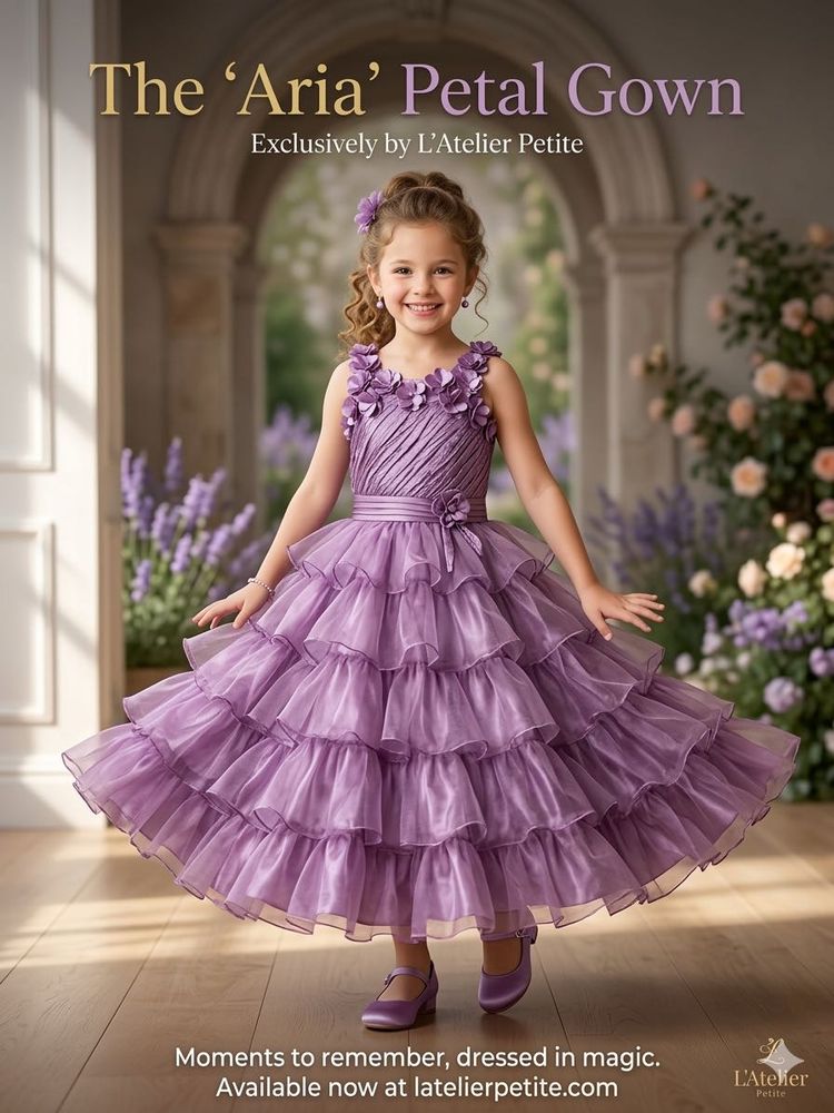Beautiful Purple Flower Girl Dress