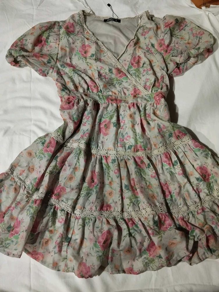 Floral Print Ruffle Dress
